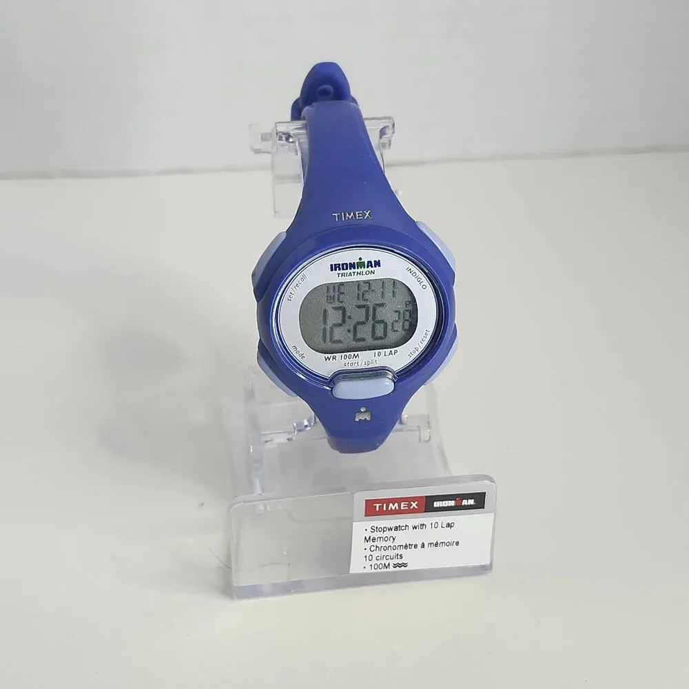 Timex T5K784, Women's 10-Lap Ironman Blue Resin Watch, Indiglo, Alarm, Chrono